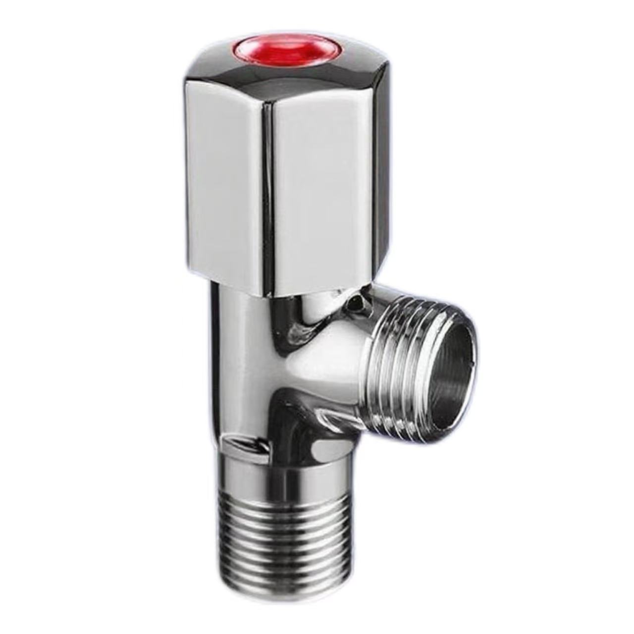 တောက်ပသော Chrome Angle Valve၊ အနီရောင်နှင့် အပြာရောင် ရေပူရေအေး ခွဲခြားနိုင်သော Inlet Valve