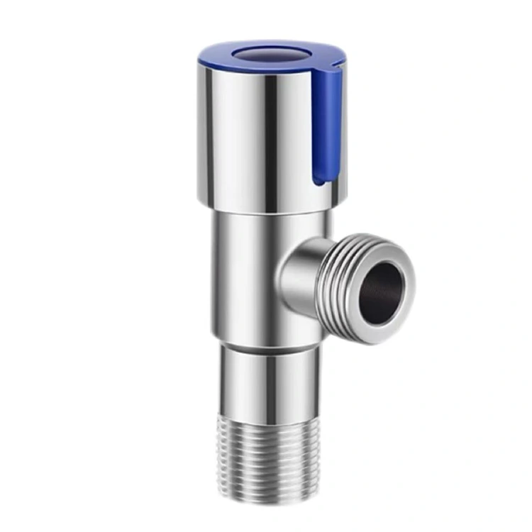 Brushed Blue Handle Angle Stop Valve