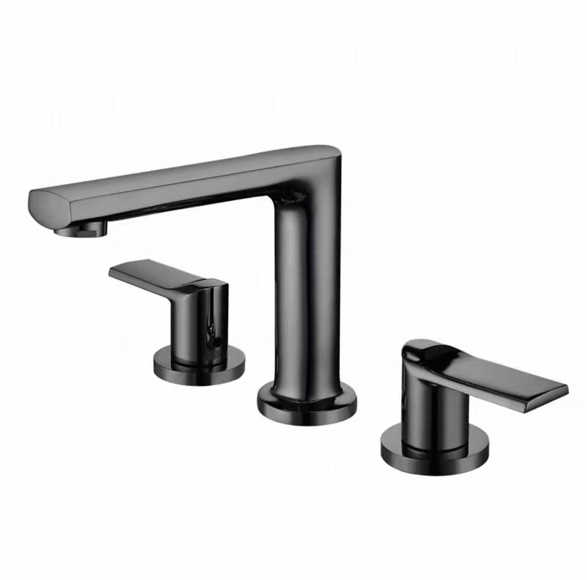 Glossy Black Mirror Three-Handle Faucet