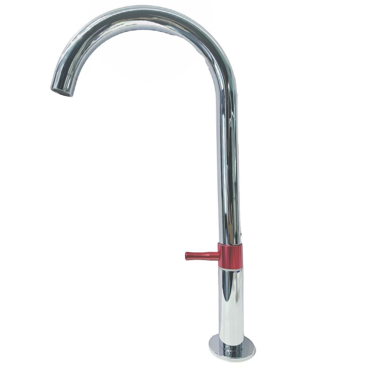 Glossy High-Arch Gooseneck Single Cold Kitchen Sink Faucet