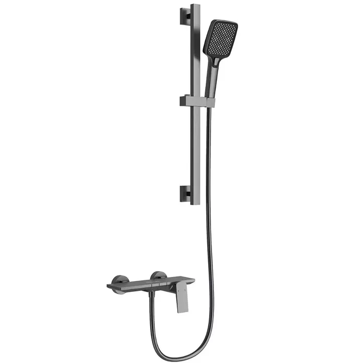 ချိန်ညှိနိုင်သော Slide Bar ပါသော Gunmetal Grey Square Shower အစုံ