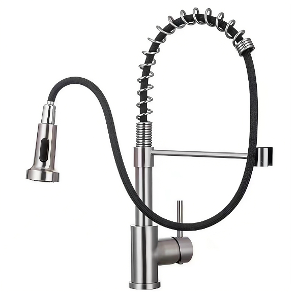 High-Bend Spring Tube သည် အပူနှင့်အအေး မီးဖိုချောင်သုံး ဇိမ်ခံရေပိုက်ခေါင်းကို ဆွဲထုတ်သည်။