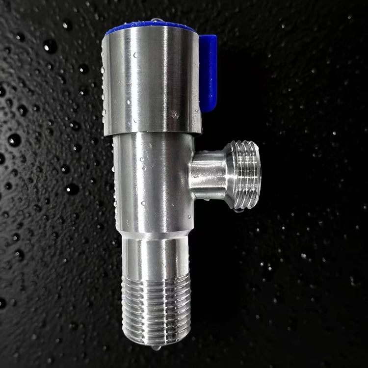 Brushed Blue Handle Angle Stop Valve